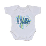 MO16 - Heart Shaped (Child's Name) Mummy Personalised Baby Vest