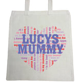 MO16 - Heart Shaped (Child's Name) Mummy Personalised Canvas Bag for Life