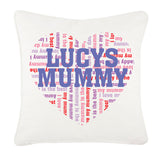 Heart Shaped (Child's Name) Mummy Personalised Canvas Cushion Cover