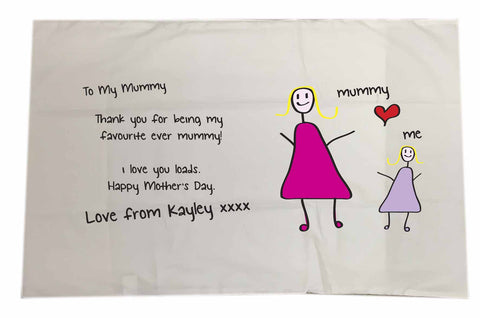 MO01 - Child's Message & Drawing Personalised White Pillow Case Cover