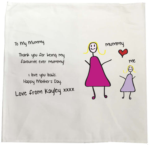 MO01 - Child's Message & Drawing Personalised Tea Towel