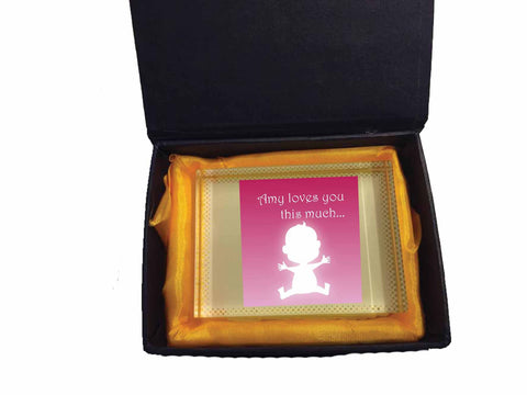 MO03 - Loves You This Much Personalised Crystal Block with Presentation Gift Box