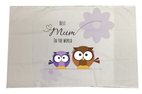MO05 - Owl Mother's Day Personalised White Pillow Case Cover