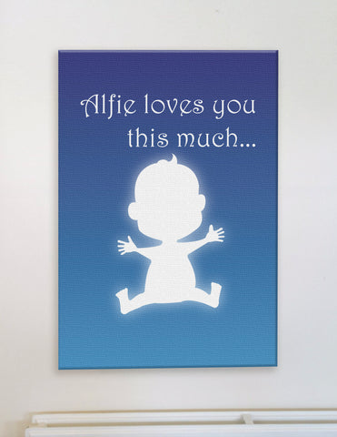 Personalised Silhouette of Child and Child's name loves you this much