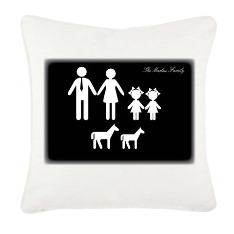 Family Name and Figures Personalised Cushion Cover