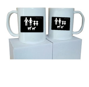 MO10 - Family Name and Figures Personalised Mug & White Gift Box