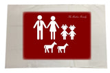 MO10 - Family Name and Figures Personalised White Pillow Case Cover