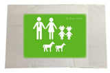 MO10 - Family Name and Figures Personalised White Pillow Case Cover