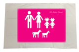 MO10 - Family Name and Figures Personalised White Pillow Case Cover