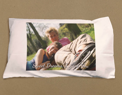 Personalised Your Photo and Your Personal Message White Pillowcase