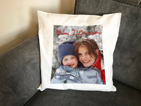 Personalised Your Photo and Your Personal Message Cushion Cover or Full Cushion