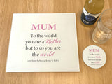 Personalised Mother's Day "You are the World" Glass Chopping Board, Placemats and Coasters