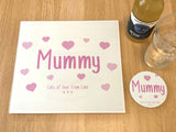 Personalised Mother's Day "Mummy Hearts" Glass Chopping Board, Placemats and Coasters