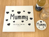 Personalised Mother's Day "Mummy Hearts" Glass Chopping Board, Placemats and Coasters