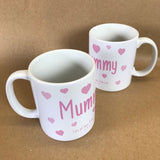 MO22 - Personalised Mother's Day "Mummy Hearts" Mug & White Gift Box