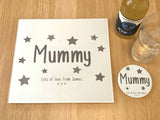 Personalised Mother's Day "Mummy Stars" Glass Chopping Board, Placemats and Coasters