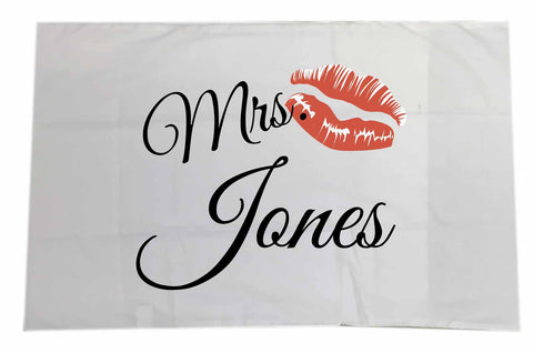 VA09 - Mr & Mrs Surname Valentine's Personalised White Pillow Case Cover. Women's and Men's