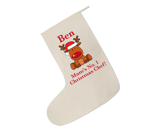 Personalised Mum's No 1 Cooking Canvas Santa Stocking