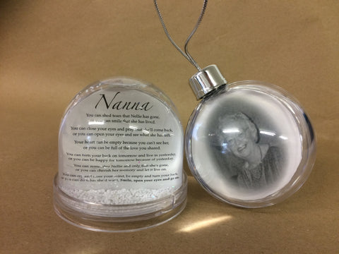 OOSB002 - Funeral Remembrance Photo Bauble for Christmas Tree
