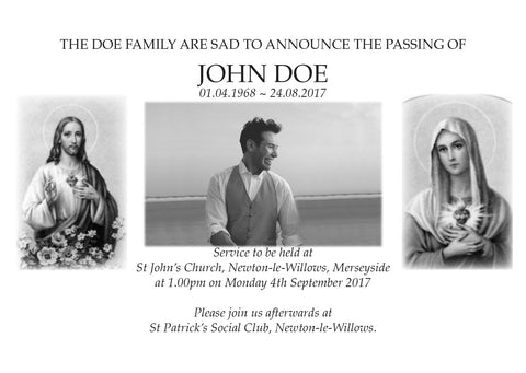 Funeral Order of Service Announcement Cards