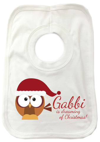 PC01 - (Your Name) Is Dreaming Of Christmas Personalised Baby Bib