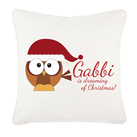 (Your Name) Is Dreaming Of Christmas Personalised Canvas Cushion Cover