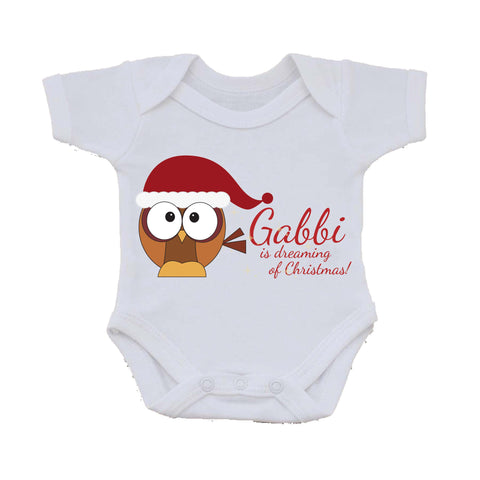 PC01 - (Your Name) Is Dreaming Of Christmas Personalised Baby Vest