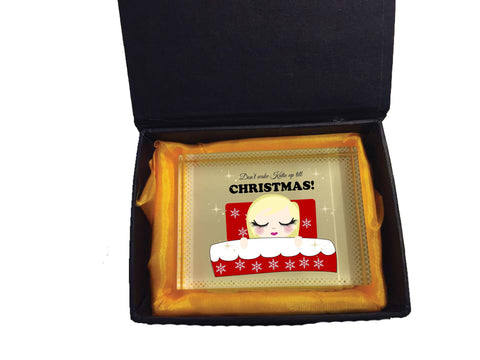 PC02- Don't Wake (Name) Until Christmas Personalised Crystal Block with Presentation Gift Box