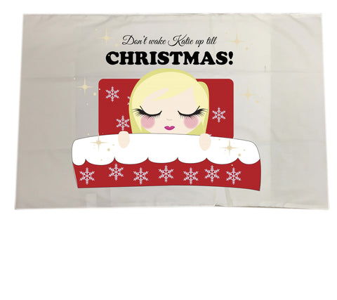 PC02 - Don't Wake (Name) Until Christmas Personalised White Christmas Pillow Case Cover
