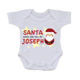 PC04 - Santa Please Stop Here For (Your Name) Personalised Christmas Baby Vest