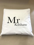 Personalised Mr/Mrs (Name) Canvas Cushion Cover