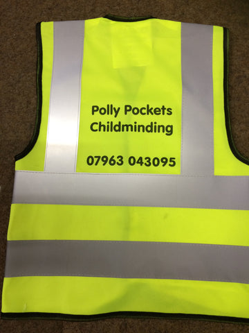 Printed Nursery or Childminding or KS1 + KS2 Yellow Hi-Vis Vest for Children/Kids