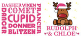 CM07 - Personalised Rudolf & Reindeer Names Christmas Tea Towel