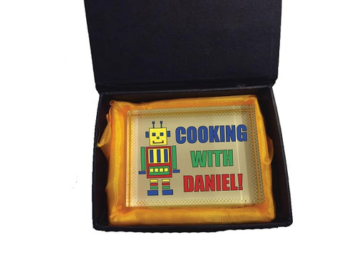 CA10 - Personalised Cooking with (Name) Crystal Block with Presentation Gift Box