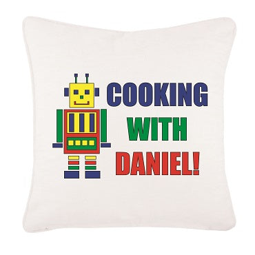 Personalised Cooking with (Name) Canvas Cushion Cover