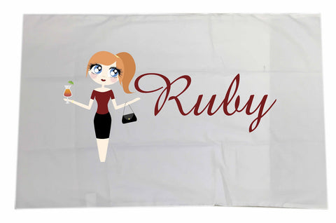 VA16 - Ruby Character Valentine's Personalised White Pillow Case Cover