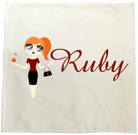 VA16 - Ruby Character Valentine's Personalised Tea Towel