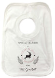SS01 - Special Delivery Via Reindeer Name Personalised Christmas Baby Vest