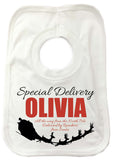 SS02 -   Special Delivery Name and Flying Reindeers Personalised Christmas Baby Vest