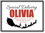 SS02 - Special Delivery Name and Flying Reindeers Personalised Christmas Canvas Print