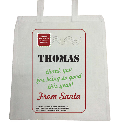 SS03 - Name Thank You for Being Good Personalised Christmas Canvas Bag for Life