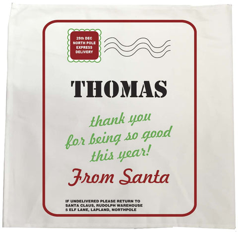 SS03 - Name Thank You for Being Good Personalised Christmas Tea Towel
