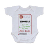 SS03 - Name Thank You for Being Good Personalised Christmas Baby Vest