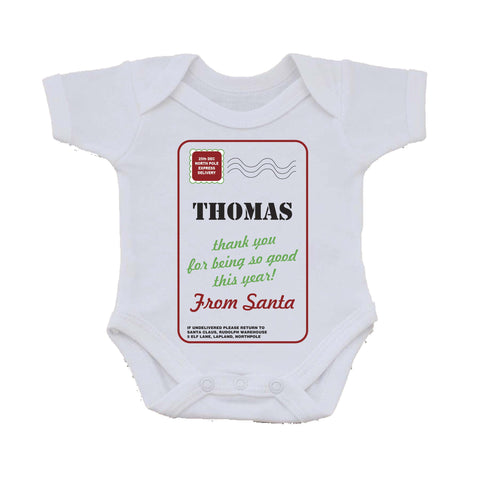 SS03 - Name Thank You for Being Good Personalised Christmas Baby Vest