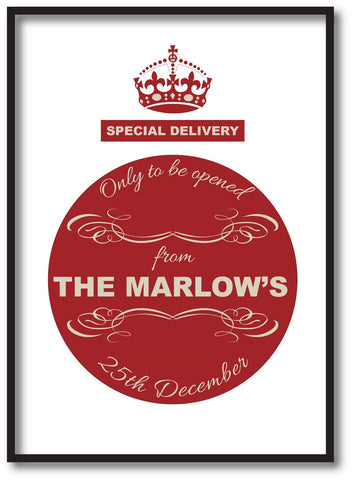 SS04 - Special Delivery Crest Family Name Personalised Christmas Print