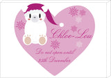 SS05 - Cute Polar Bear Girls Heart Personalised Christmas Canvas Print