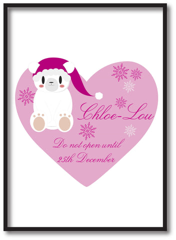 SS05 - Cute Polar Bear Girls Heart Personalised Christmas Print