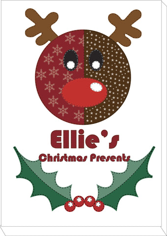 SS06 - Stitched Reindeer Personalised Christmas Canvas Print