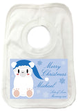 SS07 - Cute Blue Polar Bear Personalised Christmas Baby Vest