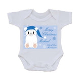 SS07 - Cute Blue Polar Bear Personalised Christmas Baby Bib